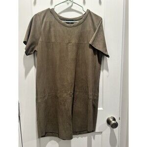 VICI Collection Faux Suede Taupe Short Sleeve Shift Dress Women’s Casual Chic L